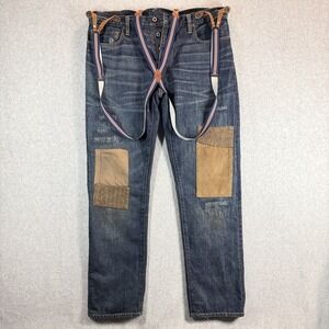 VERY RARE Rugby Ralph Lauren Jeans Mens 36x32 Suspenders Patchwork Wool Tweed